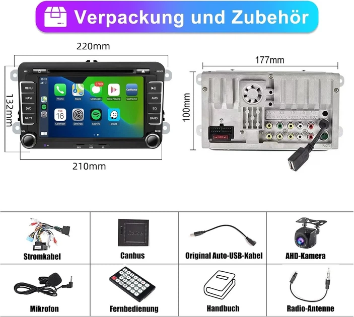 Штатная автомагнитола SEMAITU для VW Golf 5 6 Polo Passat Tiguan / 7" / Сенсорная / Apple CarPlay / Android Auto / Bluetooth / GPS / USB / AUX / SD slot / CD / DVD b2 - изображение 7