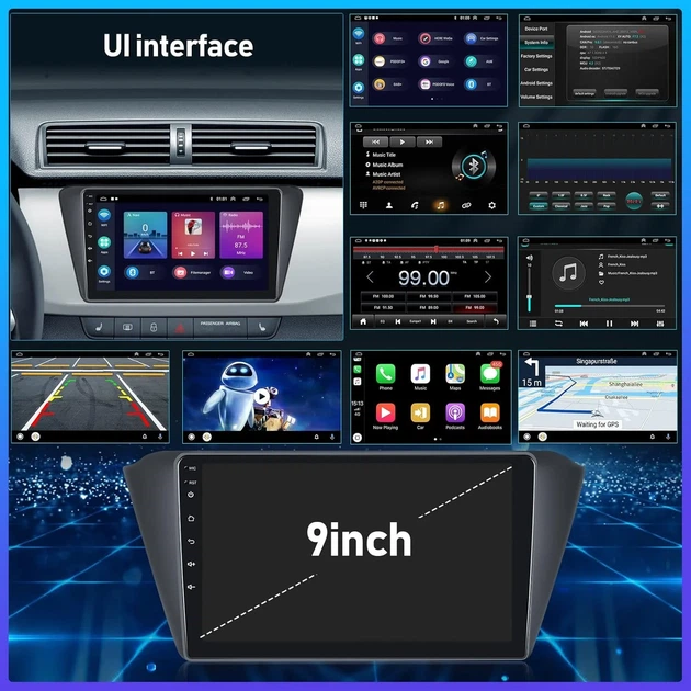 Штатная автомагнитола CAMECHO для VW Skoda Fabia 2015-2019/9" / Сенсорная / 1/16Гб / Android 11 / Apple CarPlay / Android Auto / Bluetooth / WI-FI / GPS / USB Б/В - изображение 4