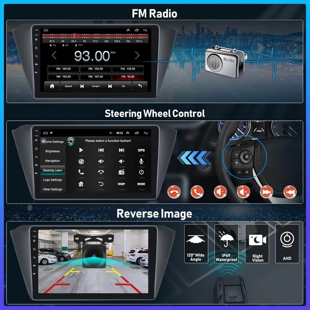 Штатная автомагнитола CAMECHO для VW Skoda Fabia 2015-2019/9" / Сенсорная / 1/16Гб / Android 11 / Apple CarPlay / Android Auto / Bluetooth / WI-FI / GPS / USB Б/В - изображение 6