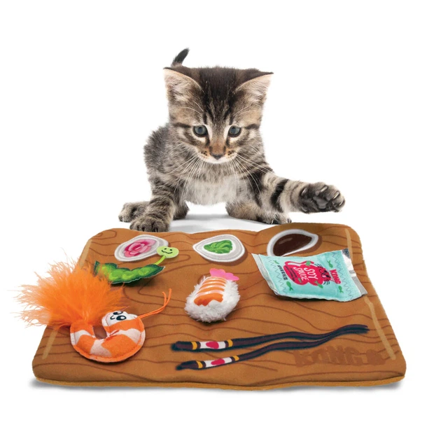 Інтерактивна іграшка для котів Kong Pull-A-Partz Sushi Play Mat 28 x 26 см (35585459486) - Фото 3 Інтерактивна іграшка для котів Kong Pull-A-Partz Sushi Play Mat 28 x 26 см (35585459486) - зображення 3