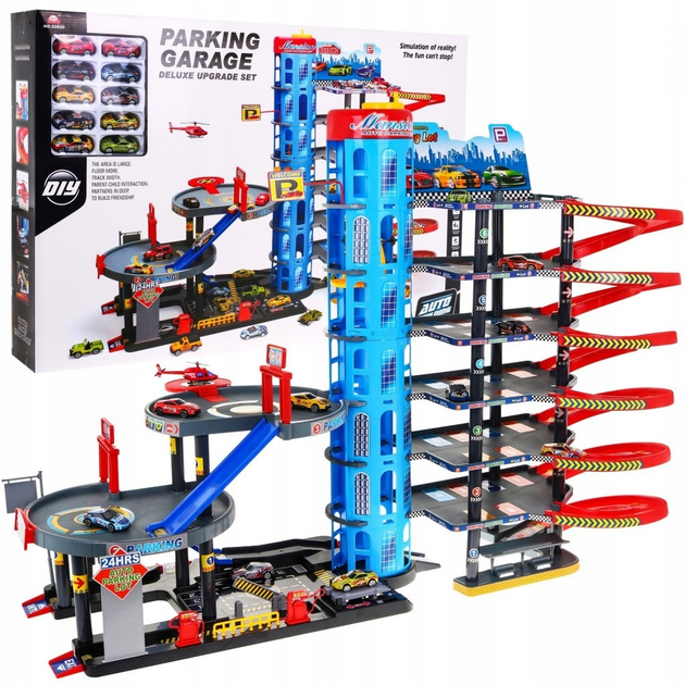 Паркінг на 7 рівнів для дітей від 3 років вертоліт + 10 машинок + ліфт + гірки (ZPG.92820) (5903864950137) - зображення 2