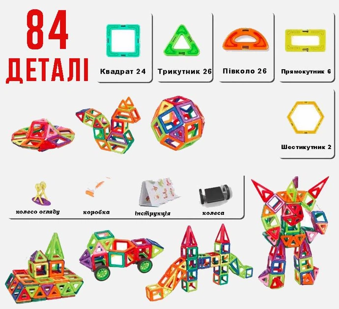 Детский магнитный конструктор Minecraft Magnetic 84 шт. 2025 кубики на магнитах - Фото 1 Детский магнитный конструктор Minecraft Magnetic 84 шт. 2025 кубики на магнитах - изображение 1