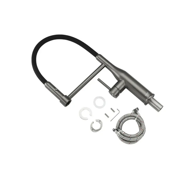 Смеситель для кухни GAPPO G4398-51 с гибким изливом, 2 режима, графит/черный - Фото 5 Смеситель для кухни GAPPO G4398-51 с гибким изливом, 2 режима, графит/черный - изображение 5