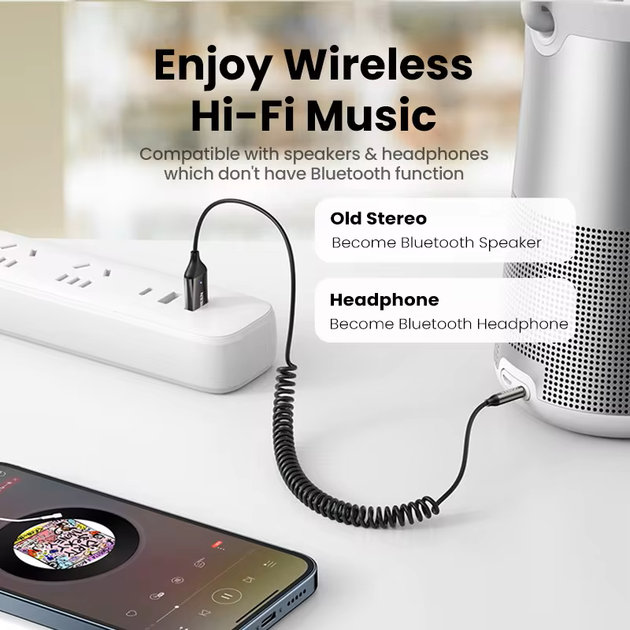 Bluetooth-адаптер UGREEN CM309 Bluetooth Car Receiver Aux с микрофоном Space Gray (2000129) - изображение 7