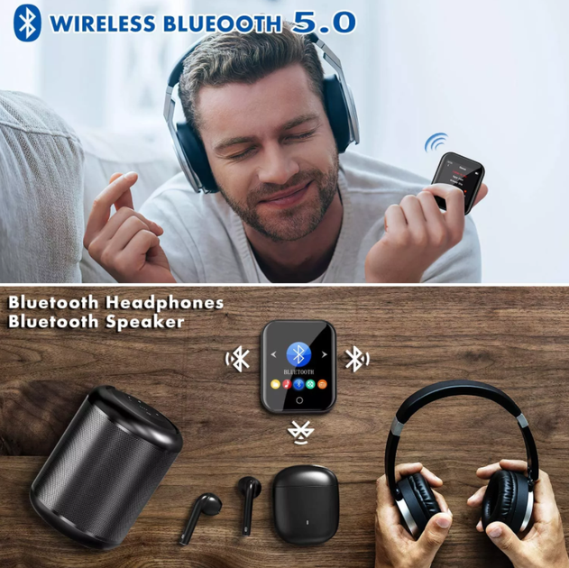 MP3 / MP4 плеер 16GB Bluetooth + Type-C наушники. Мп3 плеер с блютуз для спорта, бега mini DF34 RUIZU - изображение 2