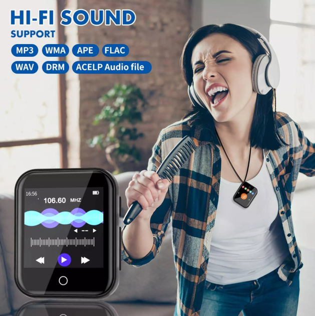 MP3 / MP4 плеер 16GB Bluetooth + Type-C наушники. Мп3 плеер с блютуз для спорта, бега mini DF34 RUIZU - изображение 4