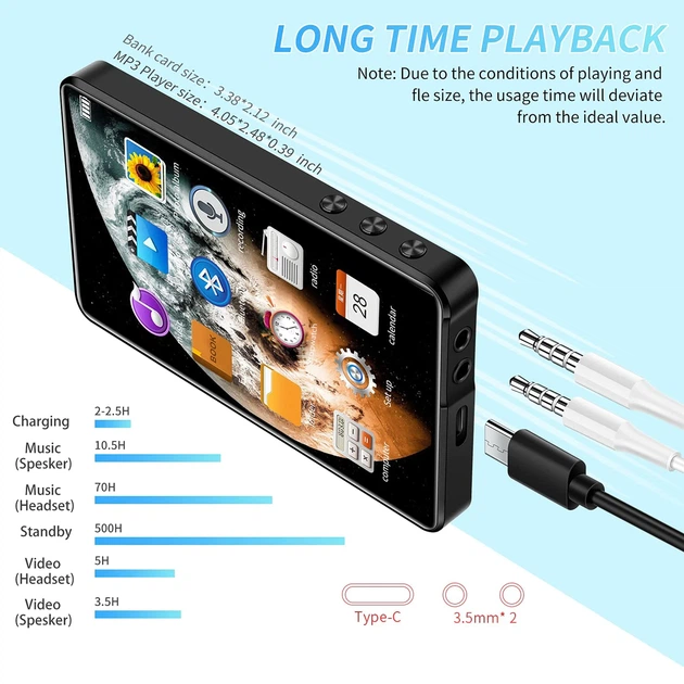 MP3 MP4 плеер с большим экраном 4,0" Bluetooth. Мп3 плеер с блютуз для спорта, бега GH100 - изображение 2