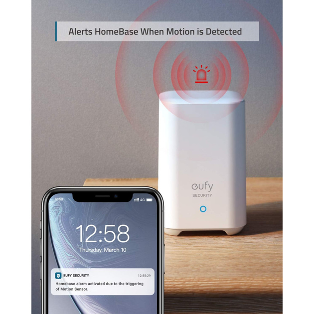 Датчик движения Eufy Security Motion Sensor Alarm, беспроводной, уведомления на смартфон, HomeBase, белый - изображение 7