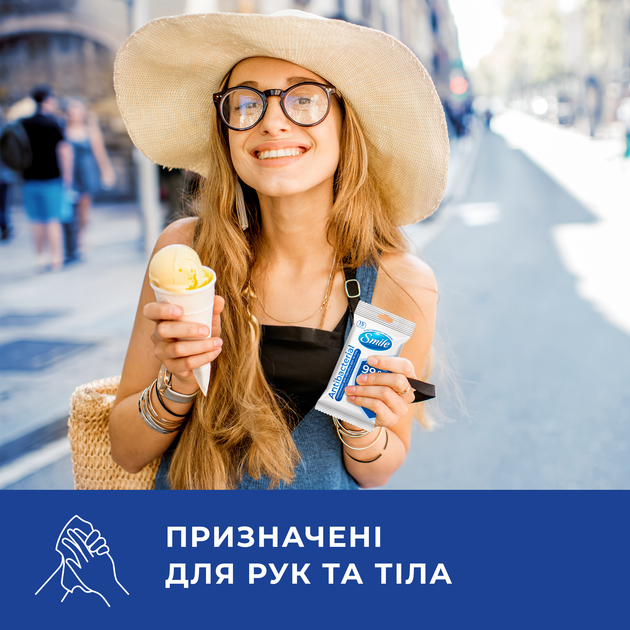 Упаковка влажных салфеток Smile Antibacterial с Д-пантенолом 6 пачек по 15 шт (42504020) - изображение 6