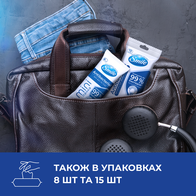 Упаковка влажных салфеток Smile Antibacterial с Д-пантенолом 2 пачки по 60 шт (42112708) - изображение 7
