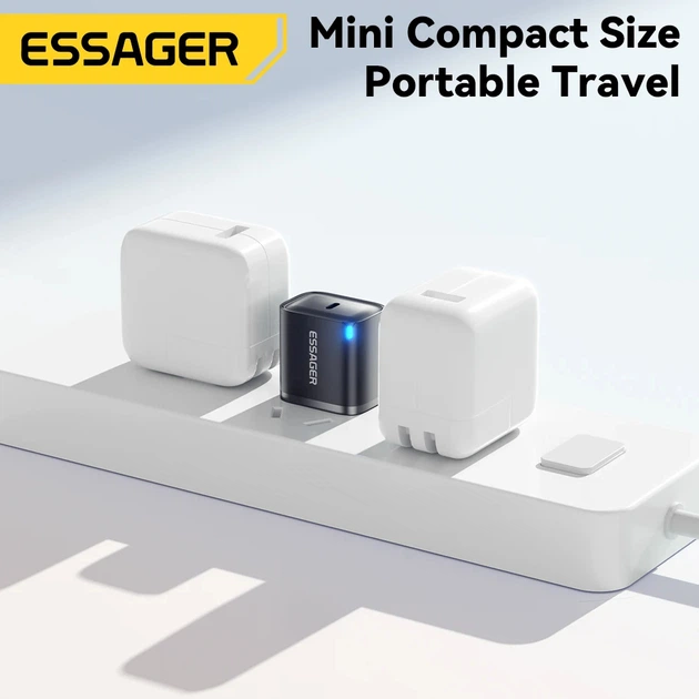 Мережевий зарядний пристрій Essager ES-CD52 30W Type-C PD — швидка зарядка смартфонів, планшетів, ноутбуків - Фото 6 Мережевий зарядний пристрій Essager ES-CD52 30W Type-C PD — швидка зарядка смартфонів, планшетів, ноутбуків - изображение 6