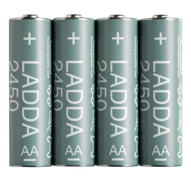 Аккумуляторные батарейки IKEA LADDA 4 шт AA (HR6) 2450 mAh 1.2V Ni-MH многоразовые аккумуляторы набор ИКЕА ЛАДДА 505.046.92 - Фото 2 Аккумуляторные батарейки IKEA LADDA 4 шт AA (HR6) 2450 mAh 1.2V Ni-MH многоразовые аккумуляторы набор ИКЕА ЛАДДА 505.046.92 - изображение 2