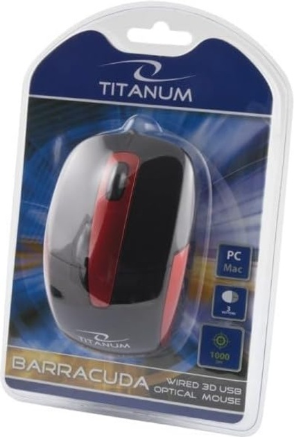 Миша Titanum Barracuda USB Black-Red (TM108K) - зображення 4