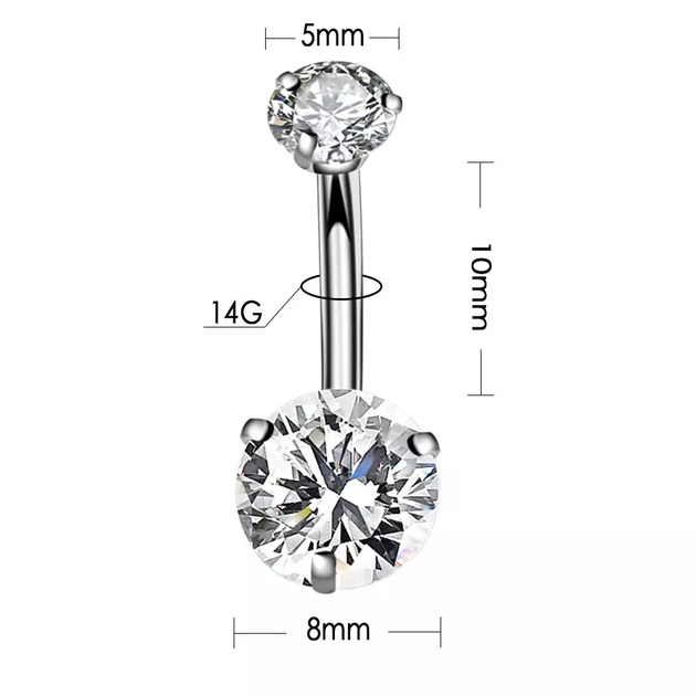 Банан для пирсингу пупка сріблястий 10х1.6х5/8 CZ Сталь 316L Mr.Piercing - изображение 2