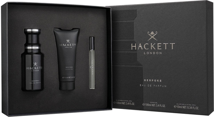 Zestaw męski Hackett London Bespoke Woda perfumowana 100 ml + Żel pod prysznic 100 ml + Miniaturka Woda perfumowana 10 ml (8436611100259) - obraz 2