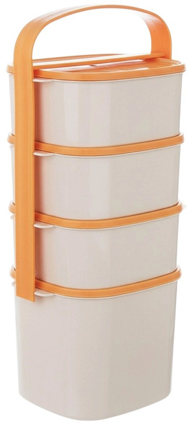 Набір харчових контейнерів Orion пластиковий 4-рівневий Помаранчевий 4 шт (8592381151096) - зображення 3