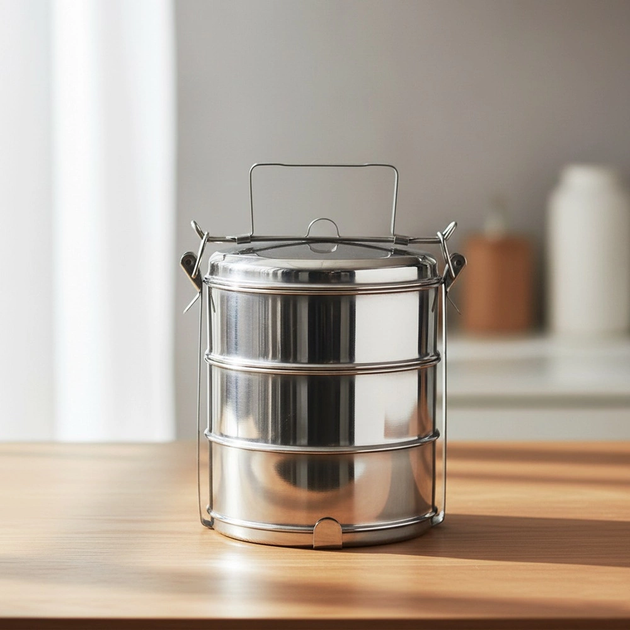 Набір харчових контейнерів Orion сталевий 3-рівневий Сріблястий 3 x 1 л (8595116719769) - зображення 8