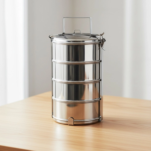 Набір харчових контейнерів Orion сталевий 4-рівневий Сріблястий 4 x 1 л (8595116730597) - зображення 8