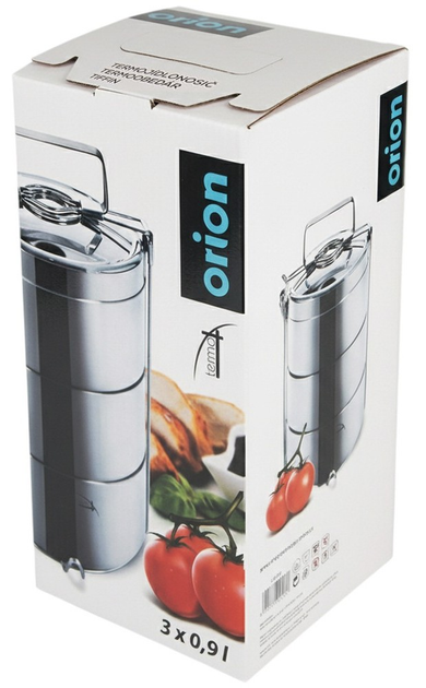 Набір харчових контейнерів Orion термічний сталевий 3-рівневий Сріблястий 3 x 900 мл (8592381110710) - зображення 4