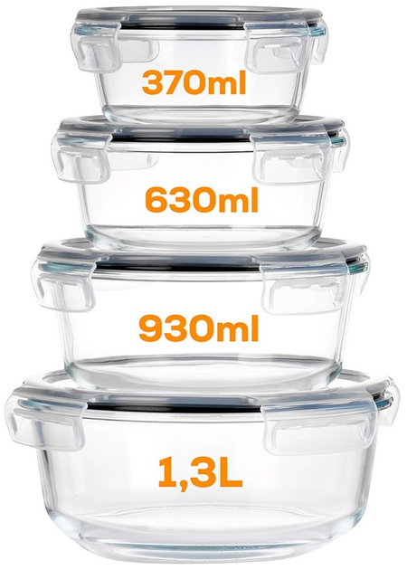 Zestaw pojemników na żywność Vilde szklane z pokrywkami i uszczelkami 4 szt (5904316497118) - obraz 2