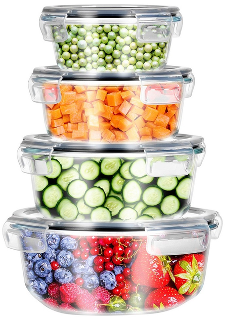 Zestaw pojemników na żywność Vilde szklane z pokrywkami i uszczelkami 4 szt (5904316497118) - obraz 3