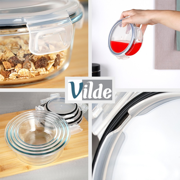Zestaw pojemników na żywność Vilde szklane z pokrywkami i uszczelkami 4 szt (5904316497118) - obraz 8