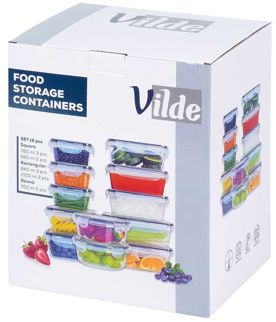 Набір контейнерів для їжі Vilde з кришками та ущільнювачами 12 шт (5904316481834) - зображення 3