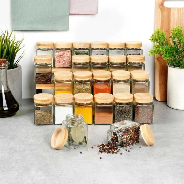 Zestaw pojemników do przechowywania Vilde z drewnianymi pokrywkami i naklejkami 24 szt (5904316491796) - obraz 7