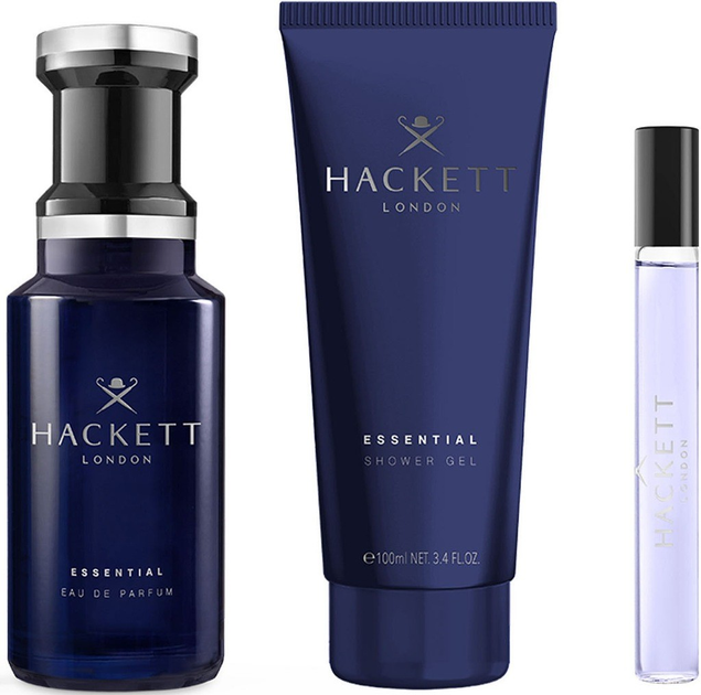 Zestaw męski Hackett London Essential Woda perfumowana 100 ml + Żel pod prysznic 100 ml + Miniaturka Woda perfumowana 10 ml (8436611100242) - obraz 2