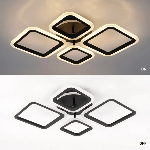 Светильник-люстра LED потолочная LUMINARIA OVAL 3000-6500К+RGB 60W 5400Лм 4S1R черная (с пультом) 600х445х95мм - изображение 6