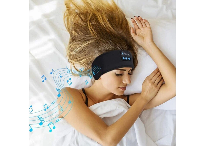 Пов'язка на голову з Bluetooth навушниками зручна гарнітура для спорту сну та відпочинку. Чорна - изображение 5