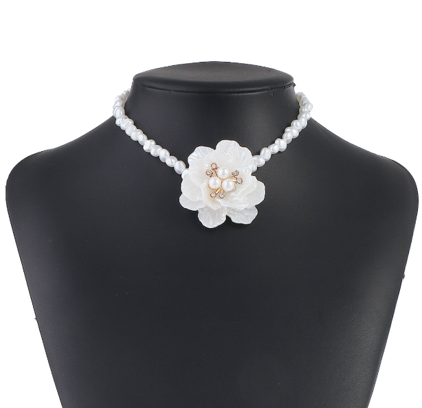 Чокер Fashion Jewerly перловий з квіткою на шию прикраси намисто біле святкове (SVS) - Фото 4 Чокер Fashion Jewerly перловий з квіткою на шию прикраси намисто біле святкове (SVS) - зображення 4
