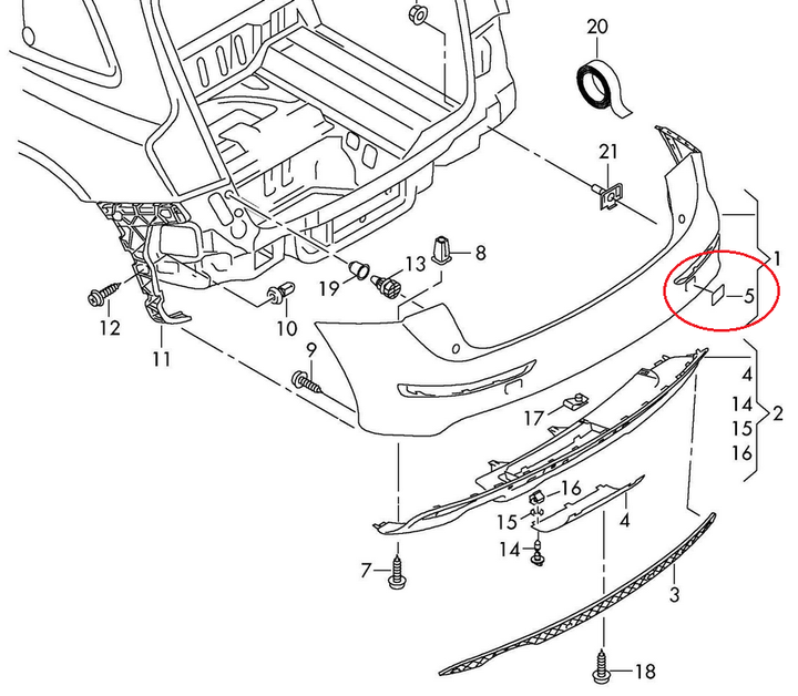 Заглушка буксировочного крюка заднего бампера (правая) (грунт) Audi Q5 (08-) (FPS). 8R0807450GRU - изображение 2