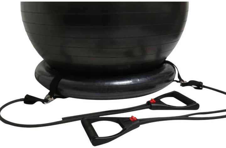 М'яч для вправ SportVida SV-HE0031 з експандерами 65 см Чорний - зображення 3