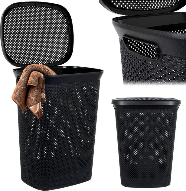 Kosz na pranie Bathroom Solutions plastikowy Czarny 60 l (8720573156745) - obraz 6