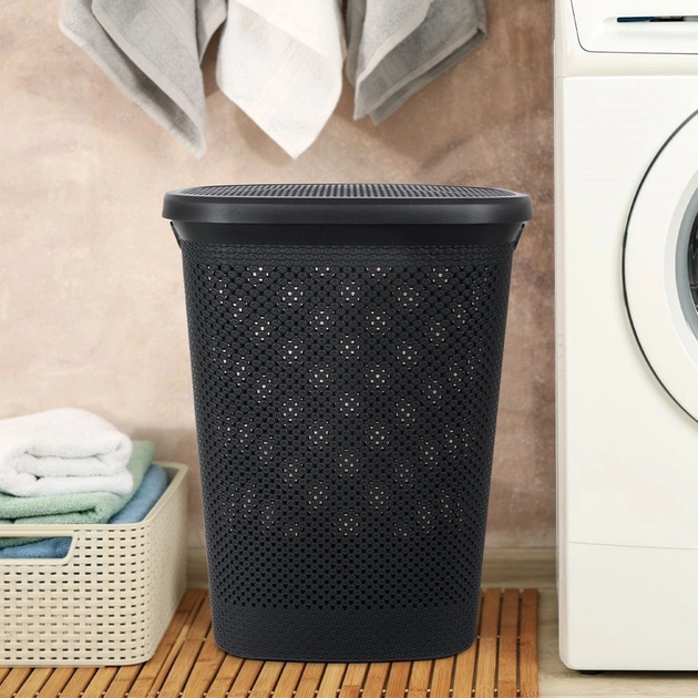 Kosz na pranie Bathroom Solutions plastikowy Czarny 60 l (8720573156745) - obraz 8