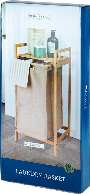 Кошик для білизни Bathroom Solutions бамбуковий Бежевий 33 x 33 x 73 см 44 л (8721037156844) - зображення 1