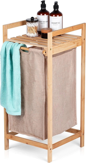 Кошик для білизни Bathroom Solutions бамбуковий Бежевий 33 x 33 x 73 см 44 л (8721037156844) - зображення 3