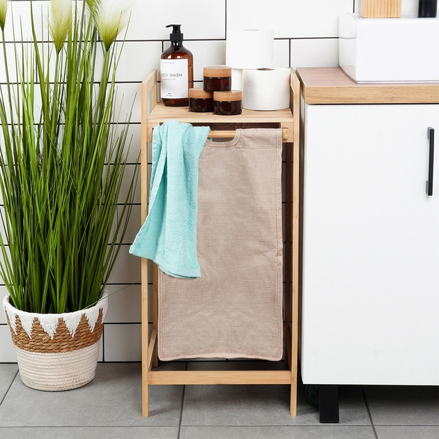 Кошик для білизни Bathroom Solutions бамбуковий Бежевий 33 x 33 x 73 см 44 л (8721037156844) - зображення 6