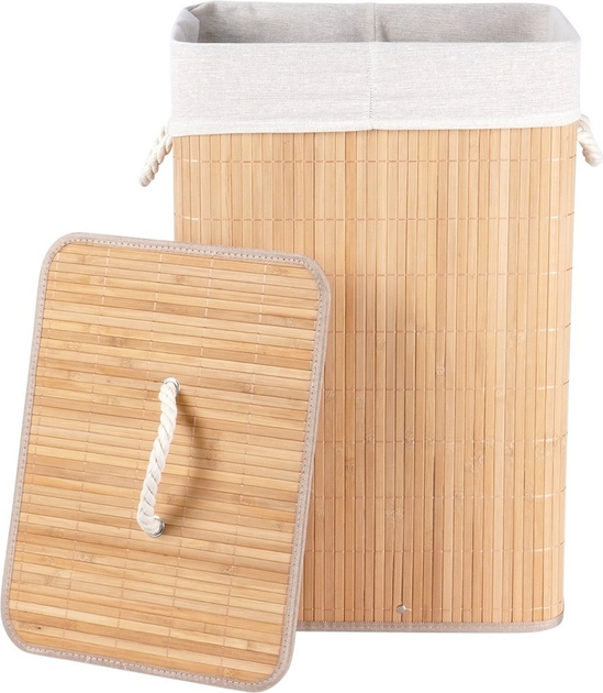 Kosz na pranie Vilde bambusowy Beżowy 70 l (5904316463038) - obraz 2
