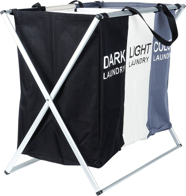 Kosz na pranie Vilde trzykomorowy Wielokolorowy 105 l (5904316472207) - obraz 3