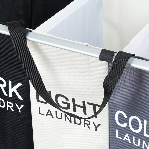 Kosz na pranie Vilde trzykomorowy Wielokolorowy 105 l (5904316472207) - obraz 6