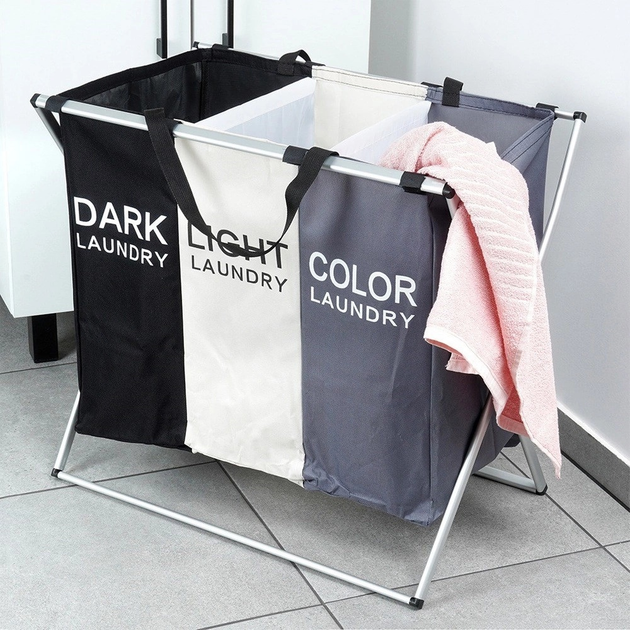 Kosz na pranie Vilde trzykomorowy Wielokolorowy 105 l (5904316472207) - obraz 8