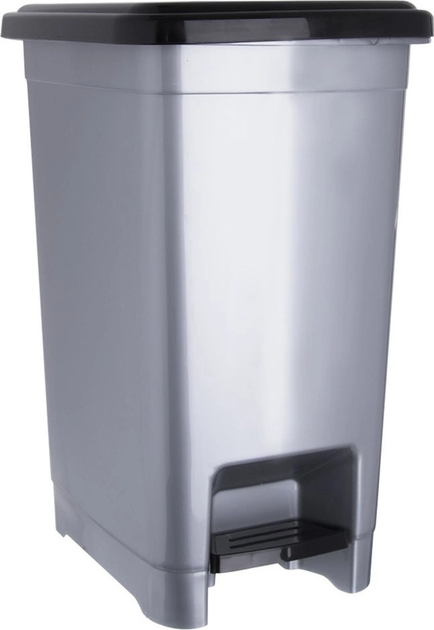 Сміттєвий бак Orion пластиковий з педаллю 10 л Сірий (8694064010949) - зображення 1
