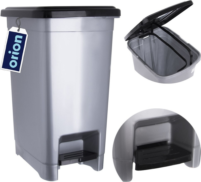 Сміттєвий бак Orion пластиковий з педаллю 10 л Сірий (8694064010949) - зображення 3
