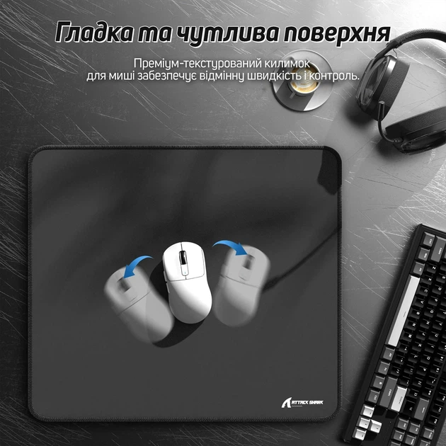 Ігровий коврик для миші Чорний 450 x 400 ATTACK SHARK CM02 eSport, Speed Control, Антислизьке Покриття - изображение 3