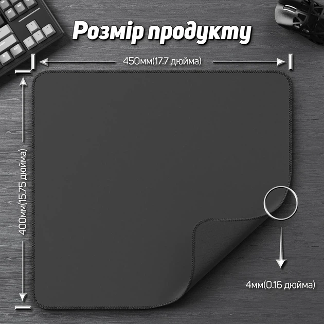 Ігровий коврик для миші Чорний 450 x 400 ATTACK SHARK CM02 eSport, Speed Control, Антислизьке Покриття - изображение 7