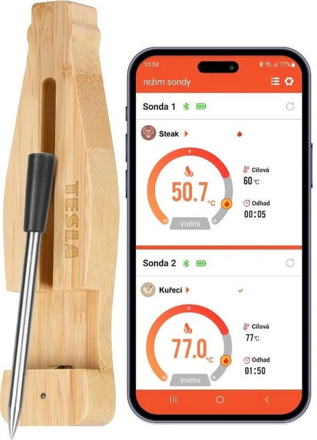 Termometr do mięsa Tesla Cook BBQ 200 z sondą Bluetooth 5.2 i aplikacją mobilną (8595689805739) - obraz 6