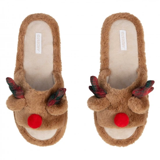 Капці домашні новорічні Ardesto Christmas 38/39 розмір 27 см коричневі олені (ART2538DB) - Фото 2 Капці домашні новорічні Ardesto Christmas 38/39 розмір 27 см коричневі олені (ART2538DB) - зображення 2
