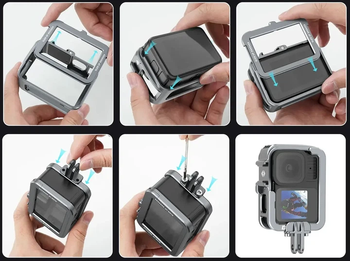 Алюминиевая рамка защитная TELESIN для экшн камер GoPro Hero 9, 10, 11, 12, 13 код S6-FMS-14-TGP - изображение 6